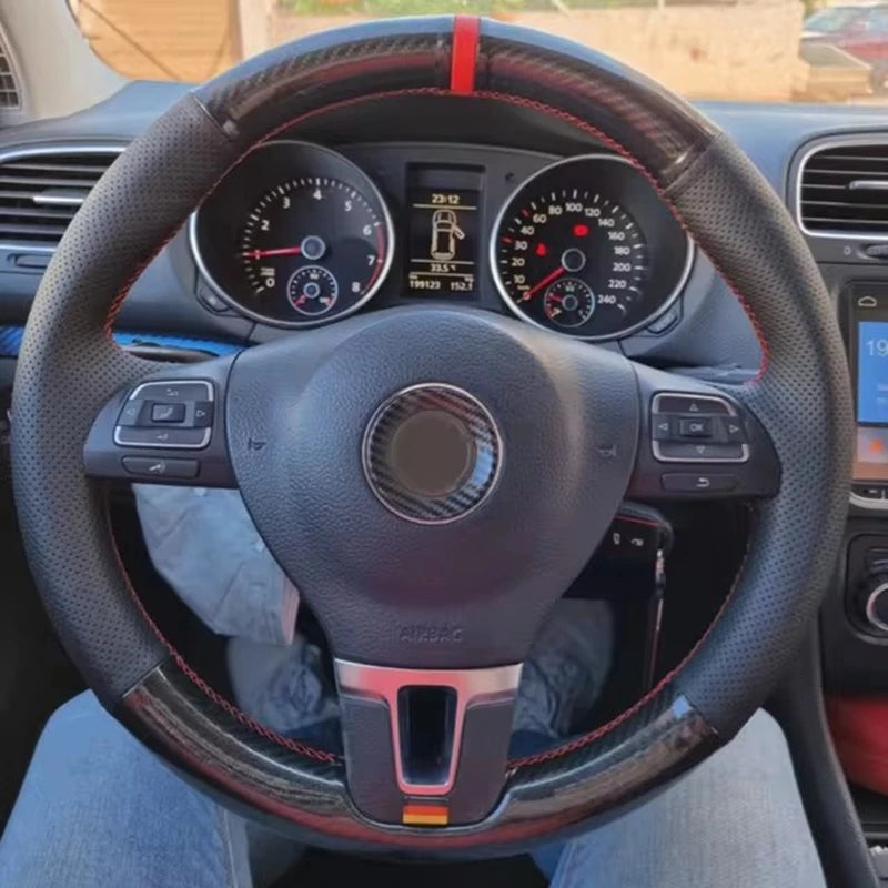Customized Car Steering Wheel Cover Braid Non-Slip Suede For Volkswagen VW Golf Tiguan Passat B7 Passat CC Touran CM World