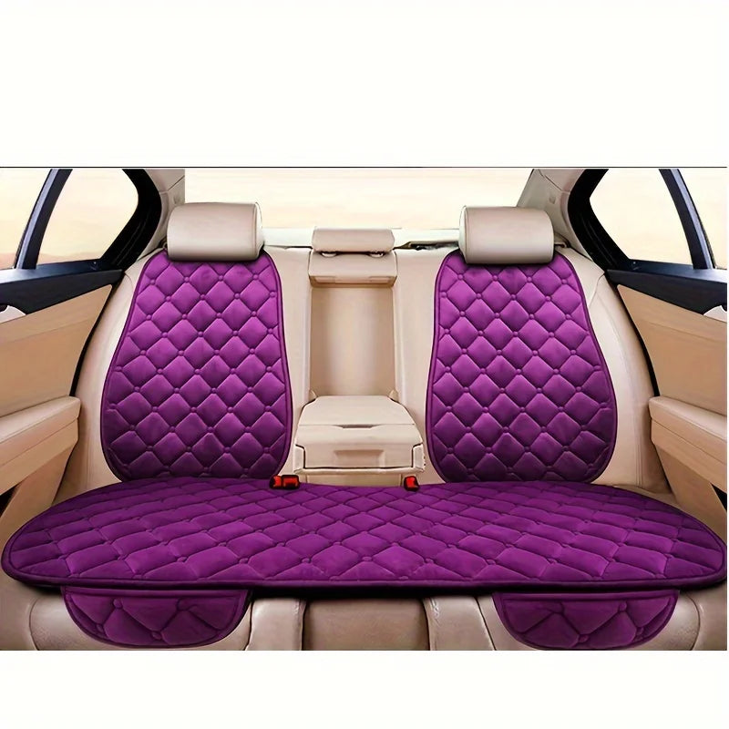 Thickened car seat cushion plush short plush anti slip warm seat cushion seat three piece set winter universal plush winter CM World