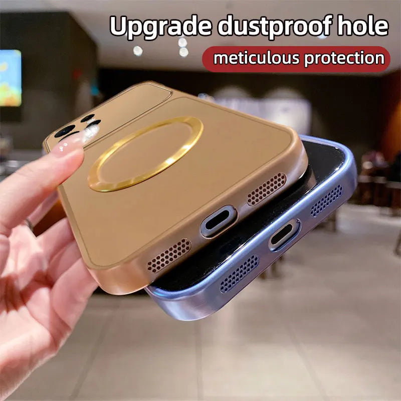 For Magsafe Wireless Charging Case For Samsung S26 Ultra S25 S24 S23 S22 S21 Plus Edge Metallic Paint Finish Soft Cover