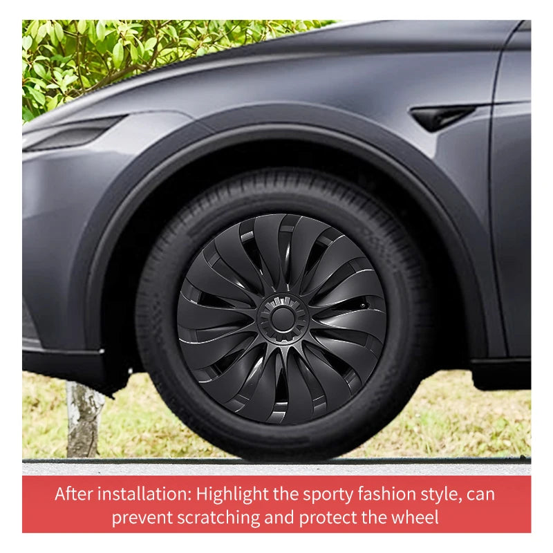 TSLLUG 4PCS 18 Inch 43th Hubcap for Tesla Model Y Juniper Standard 2026 Replacement Automobile Hubcap Full Rim Cover Accessories