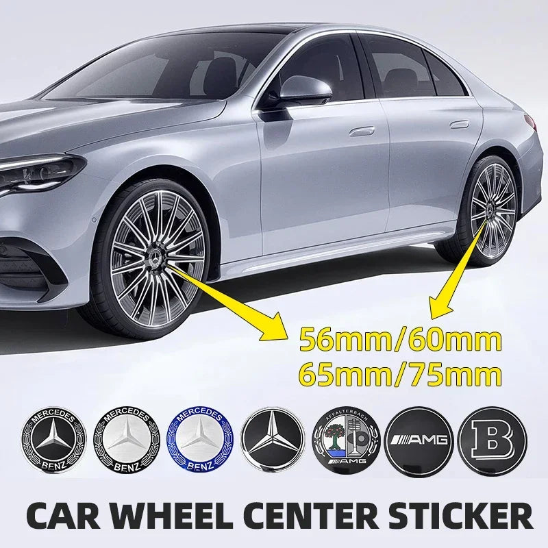 56mm60mm65mm75mm Car Wheel hub Center Cap Badge covers sticker 4pcs Mercedes Benz W204 W205 W212 W213 W177 W176 W117 X253 W247 CM World