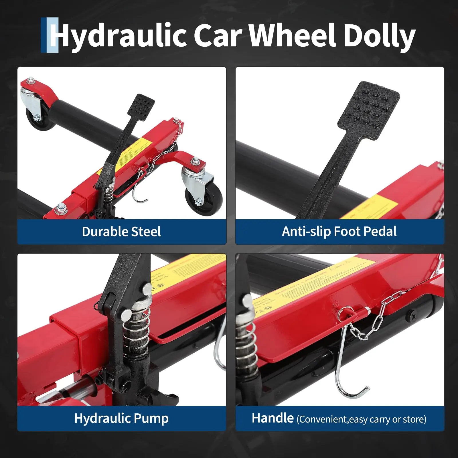 Car Wheel Dolly Jack Set Of 2/4, 1500LBS Capacity Hydraulic Jack With Non-Slip Pedal & Rollers For Auto Repair, Tire Change CM World