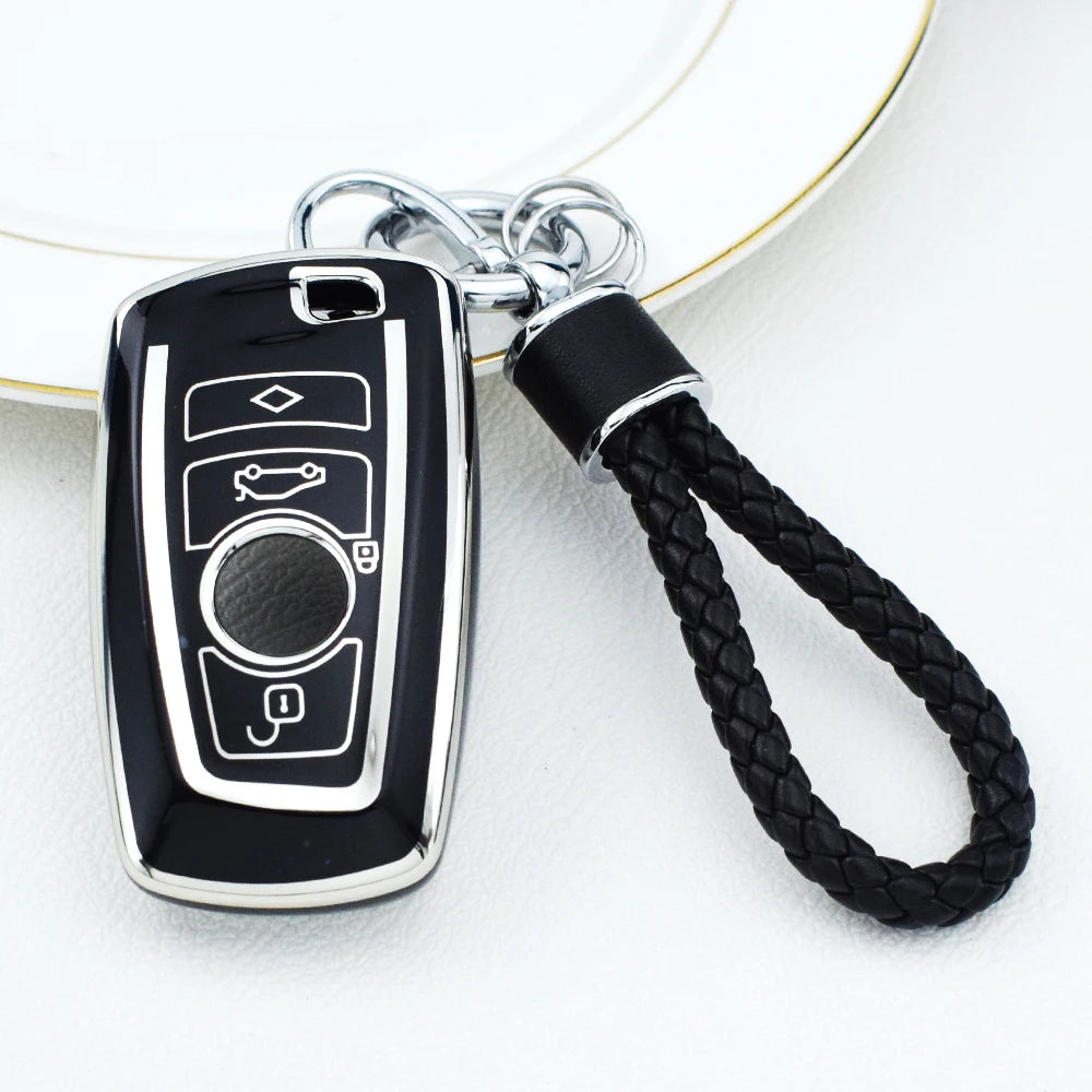 TPU Remote Car Key Case Cover Holder for BMW 1 3 5 7 Series X1 X3 X4 X5 X6 F10 F20 F30 F34 F25 F31 M3 M4 E34 Keychain