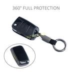 For Skoda VW Black Transparent Car Flip Key Fob Case Cover Keychain Ring Kodiaq Superb Octavia Karoq Tiguan Golf Polo SEAT Ateca CM World