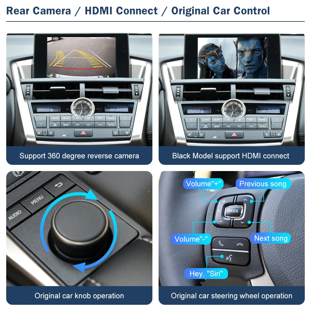 Wireless CarPlay Android Auto for Lexus NX RX IS ES GS RC CT LS LX LC UX GX 2014-2019, with Mirror Link Car Play Functions