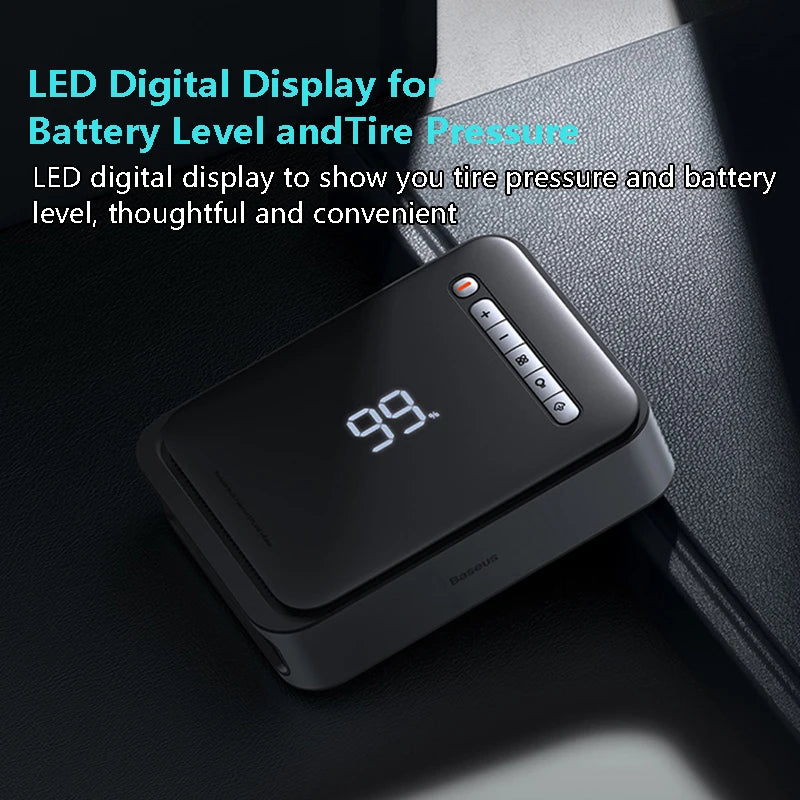 Baseus 2 In 1 Car Jump Starter With Wireless Tire Inflator Pump 1000A Portable Power Station Battery Booster Emergency Device