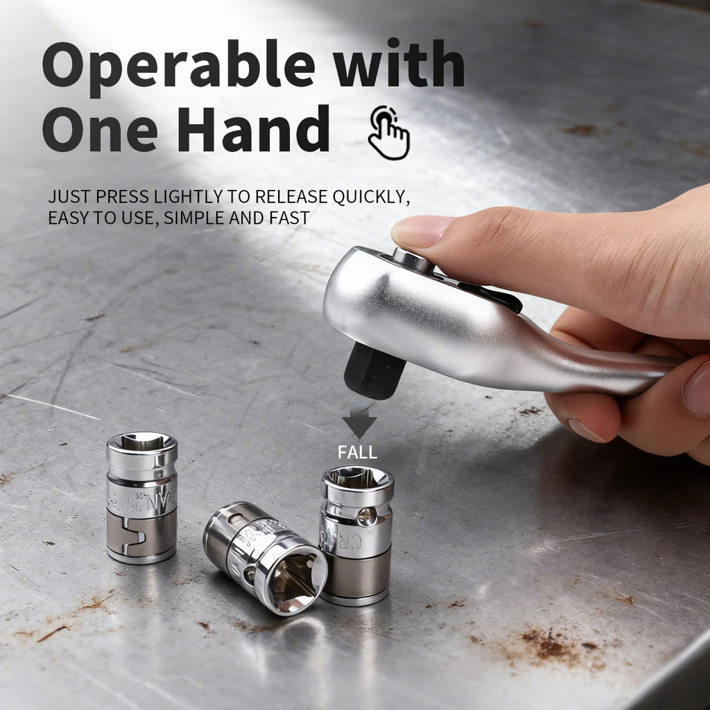 New Frosted Quick Ratchet Wrench Oil-resistant 72 Tooth Drive 1/4 3/8 1/2 Inch Socket Two-way Flying Wrench DIY Hand Repair Tool Car Mobile World