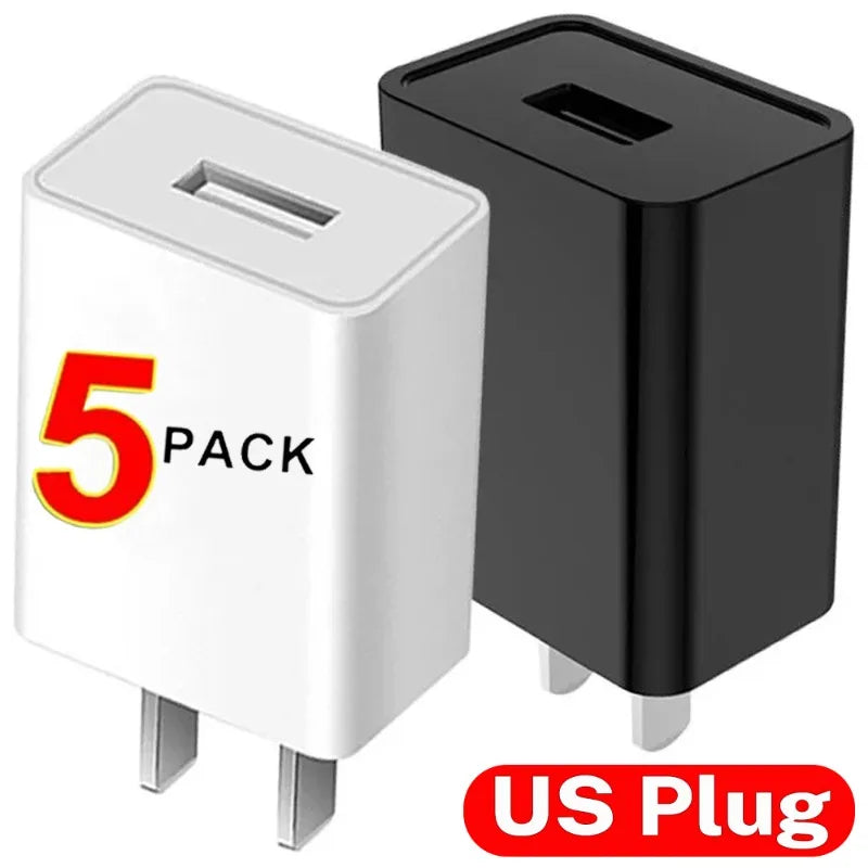 USB Wall Charger USB-A 5V 1A AC Power Adapter US Plug for iPhone 16 Samsung Xiaomi Console Camera Travel Charging Phone Adapters