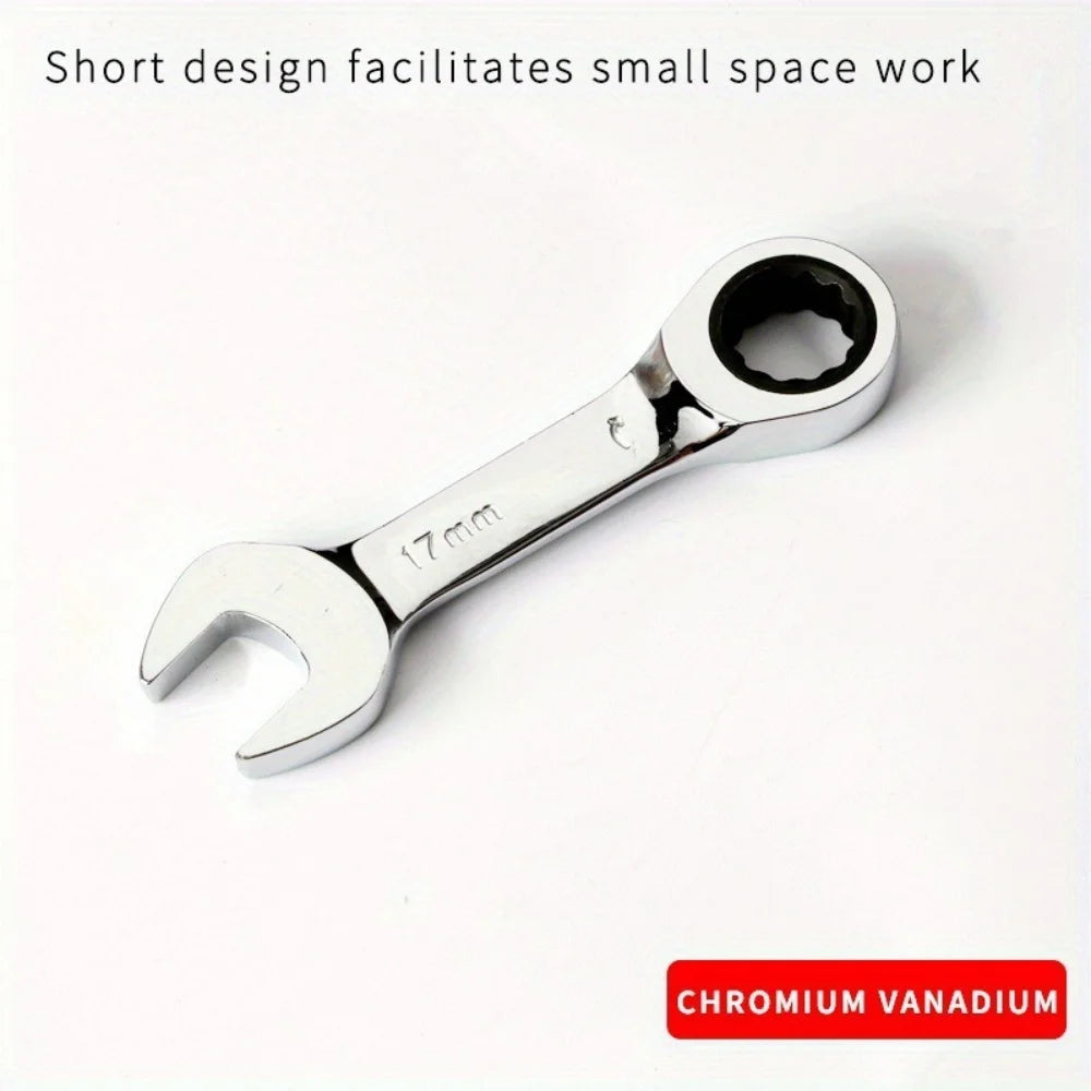 Mini Dual-purpose Ratchet Wrench Short Handle Labor-saving Ratchet Wrench Adjustable Auto Repair Hardware Ratchet Spanner Tool