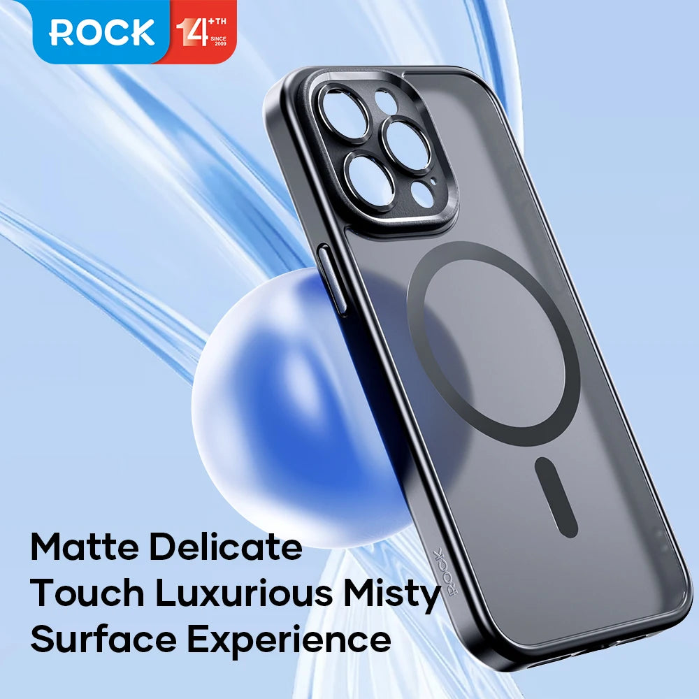 ROCK Translucent Magnetic Case for iPhone 15 Pro Max Matte Anti-Fingerprint Hard Cover for iPhone 15 Pro Compatible with MagSafe