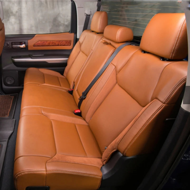 For 2007-2025 Toyota Tundra Crew Max Double Cab Hybrid Custom Fit Car Accessories Seat Covers 5 Seats Top Quality Leather CM World