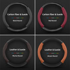 Suitable for Skoda Suede Matte Carbon Fiber Texture Steering Wheel Cover Suitable for Octavia 2 3 A7 1 Superb Roomster A5 Rapid Karoq Yeti Spaceback Fabia Monte Carlo Mk3 Accessories CM World