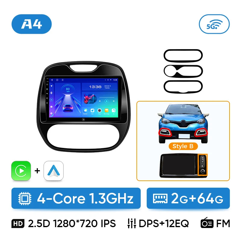 Ainavi Android 13 Car Radio For Renault Captur CLIO Samsung QM3 2014 - 2020 Kaptur Car Multimedia Wireless Carplay Android Auto CM World