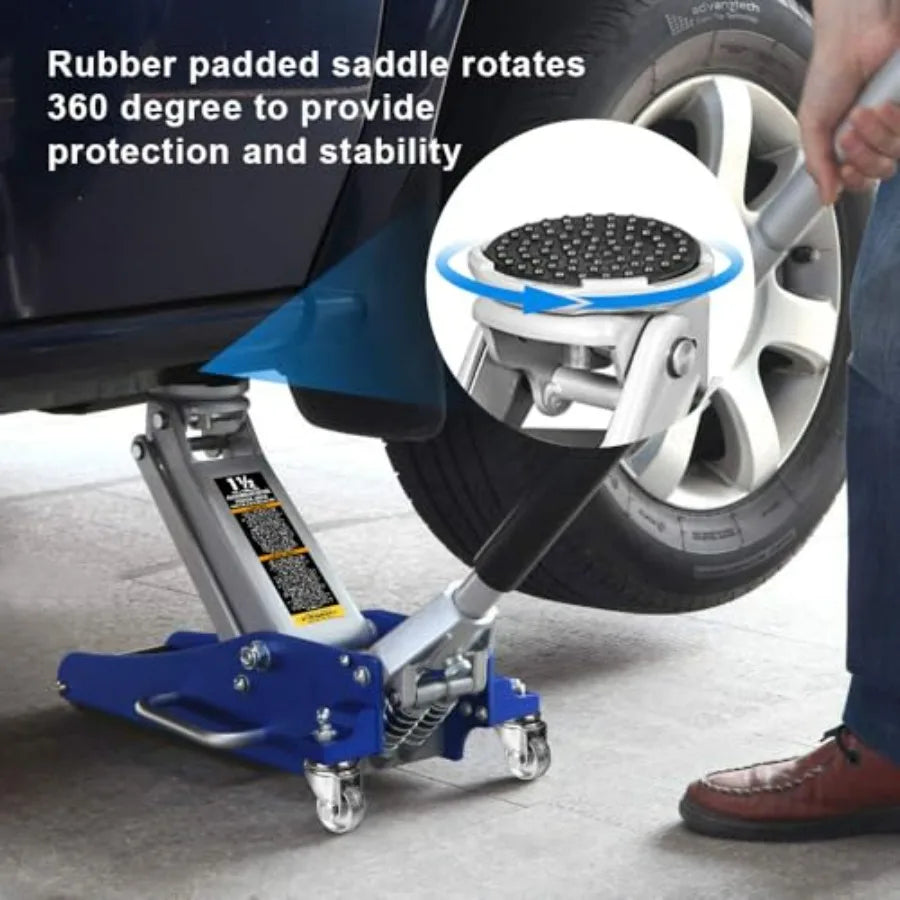 Floor Jack 1.5 Ton 3000 lb Ccity Aluminum and Steel Hydraulic Low Profile Car Jack with Dual Piston Quick Lift Pump Lightwght R CM World