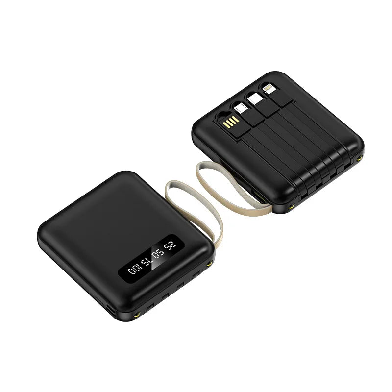 20000mAh Power Bank With Cable LED Digital Portable External Battery Pack for iPhone 16 15 Samsung Xiaomi Huawei Mini Powerbank