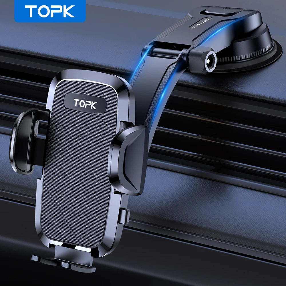 TOPK Car Phone Holder Mount , Upgraded Handsfree Stand, Phone Holder for Car Dashboard, Compatible with iPhone Samsung Android
