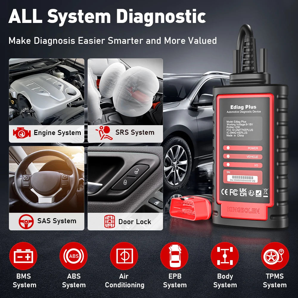 [ All Digital SN] KINGBOLEN Ediag plus CAN FD protocol All System Car diagnostic tools ECU coding Active Test OBD2 scanner Car Mobile World