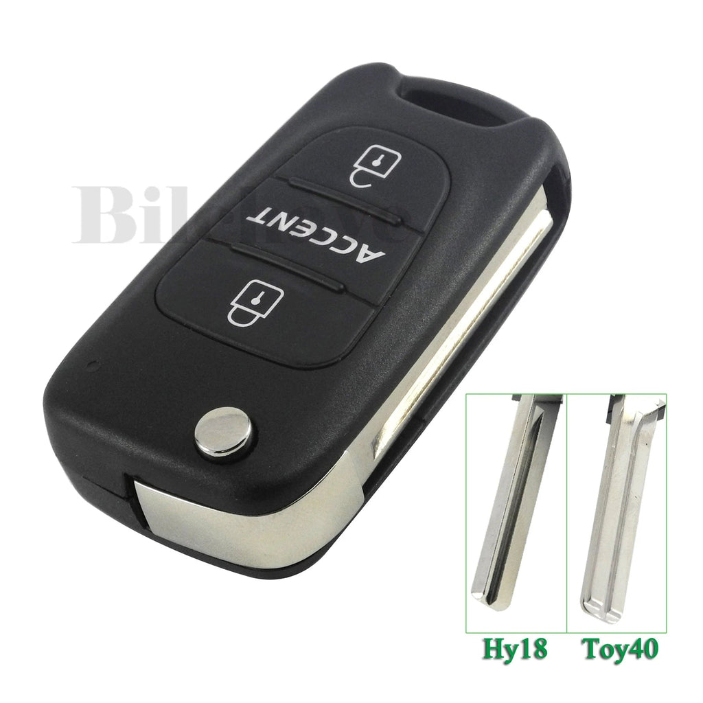 jingyuqin Flip Folding Remote Key Shell 3 Buttons Fob For Hyundai Accent Keyless Entry Cover Car Alarm Housing HY18 TOY40 Blade CM World