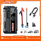 Car Jump Starter with Air Compressor, 8000mAh Battery Booster Power Bank 12V Petrol Diesel Car Emergency Kit with LED Light
