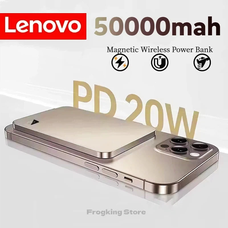 Lenovo 20000mAh Magnetic Wireless Power Bank Thin Portable PD22.5W Fast Charging External Battery For Magsafe For iPhone Samsung Car Mobile World