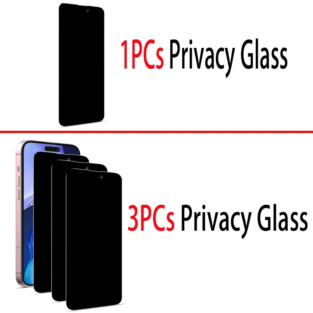 1~3PCS Anti Spy Tempered Glass For iPhone 17 17e 16e 16 15 Pro Max Privacy Screen Protector iPhone 15 14 Plus 13 12 11 Pro Max Antiespia Pelicula de Cristal Templado iPhone 17 Pro Max anti-peeping Protective Film Car Mobile World