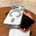 Plating Glitter Rhinestone Diamond Magnetic Phone Case For iPhone 17 Pro Max Air 17Pro For Magsafe Wireless Charging Clear Cover