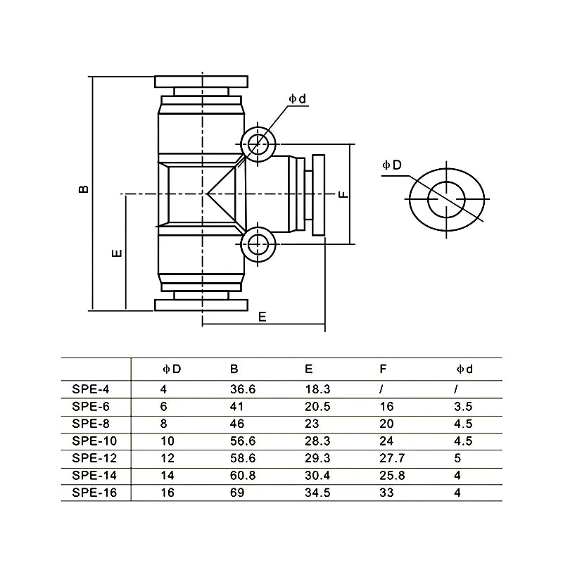 10PCS PE Air Connectors 4 6 8 10 12MM PEG Pneumatic Fitting Slip Lock Tee 3Way Plastic Pipe Water Hose Tube Quick Connector