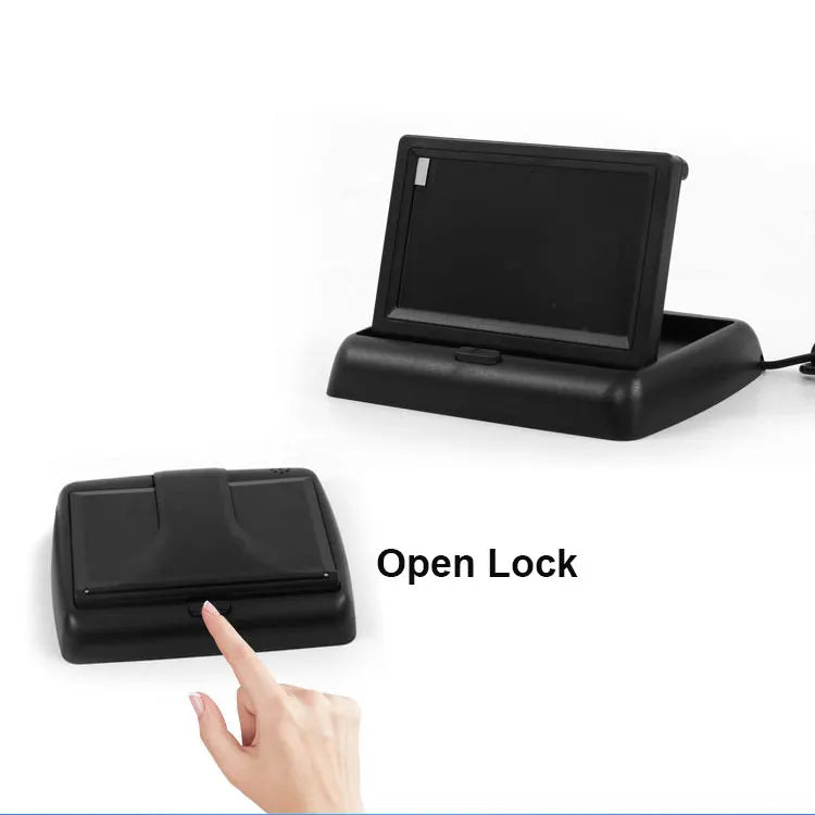 4.3 TFT LCD HD Screen Folding Car Monitor with Rear View Camera  8 LED Backup for Vehicle Parking Easy Installation CM World