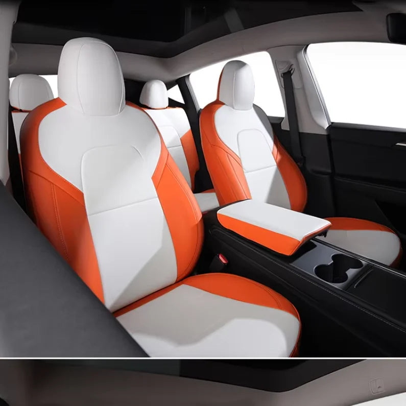For Tesla Model 3 Y Custom Fit Car Seat Cover Accessories For Tesla 360 Degree Full Covered Perforated Artificial Leather CM World