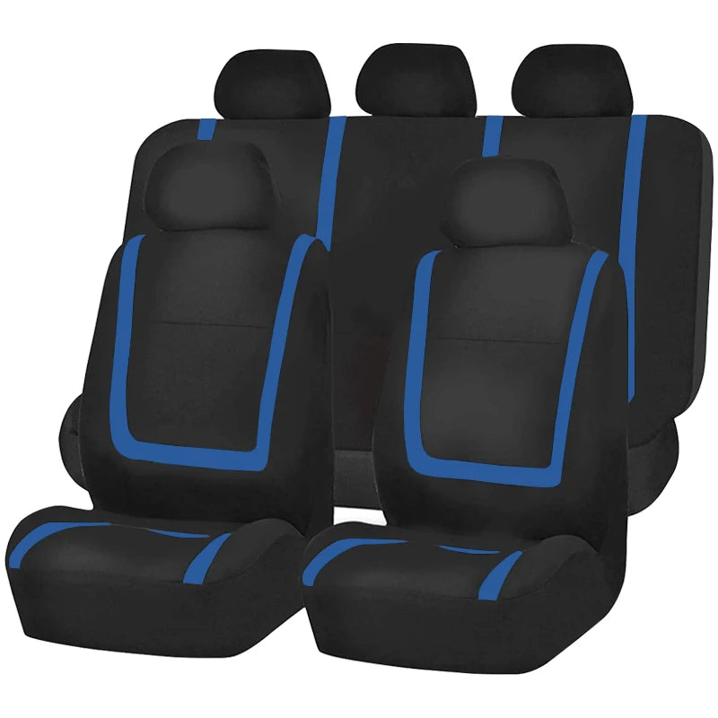 Full Set Car Seat Cover Fabric Universal Polyester Breathable Washable Suitable For Car Truck Van Suv Car Accessories Interior CM World