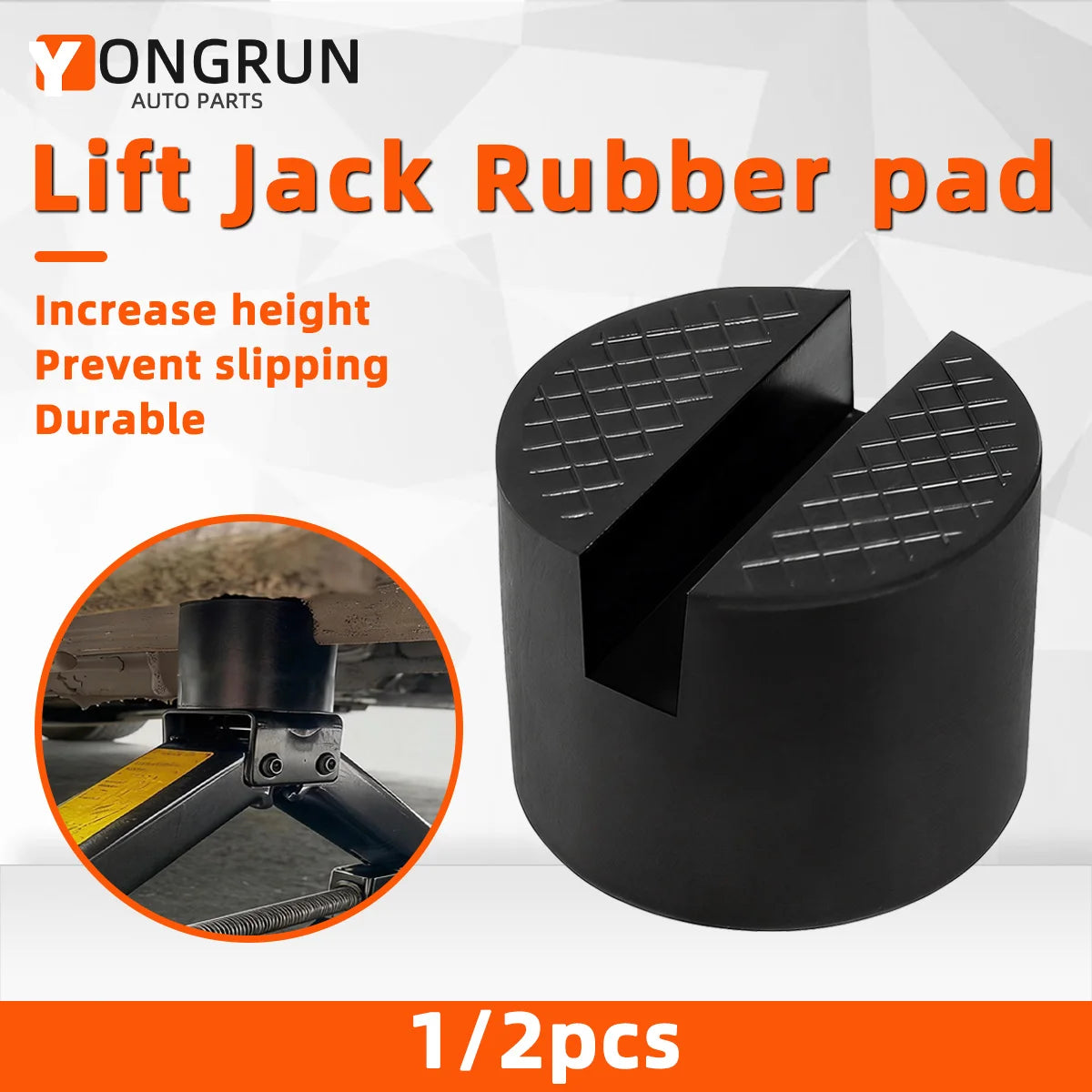 YONGRUN 1/2PCS Jack Rubber Pad Universal Jack Rubber Support Pad Frame Protection Car Disassembly Maintenance Tool Rubber Block CM World