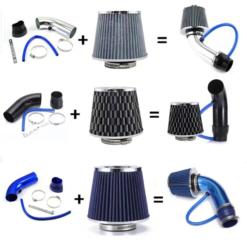 Cross-border Car Cold Air Intake Kit Modified Aluminum Pipe Set Universal 76mm/3inch Mushroom Head
