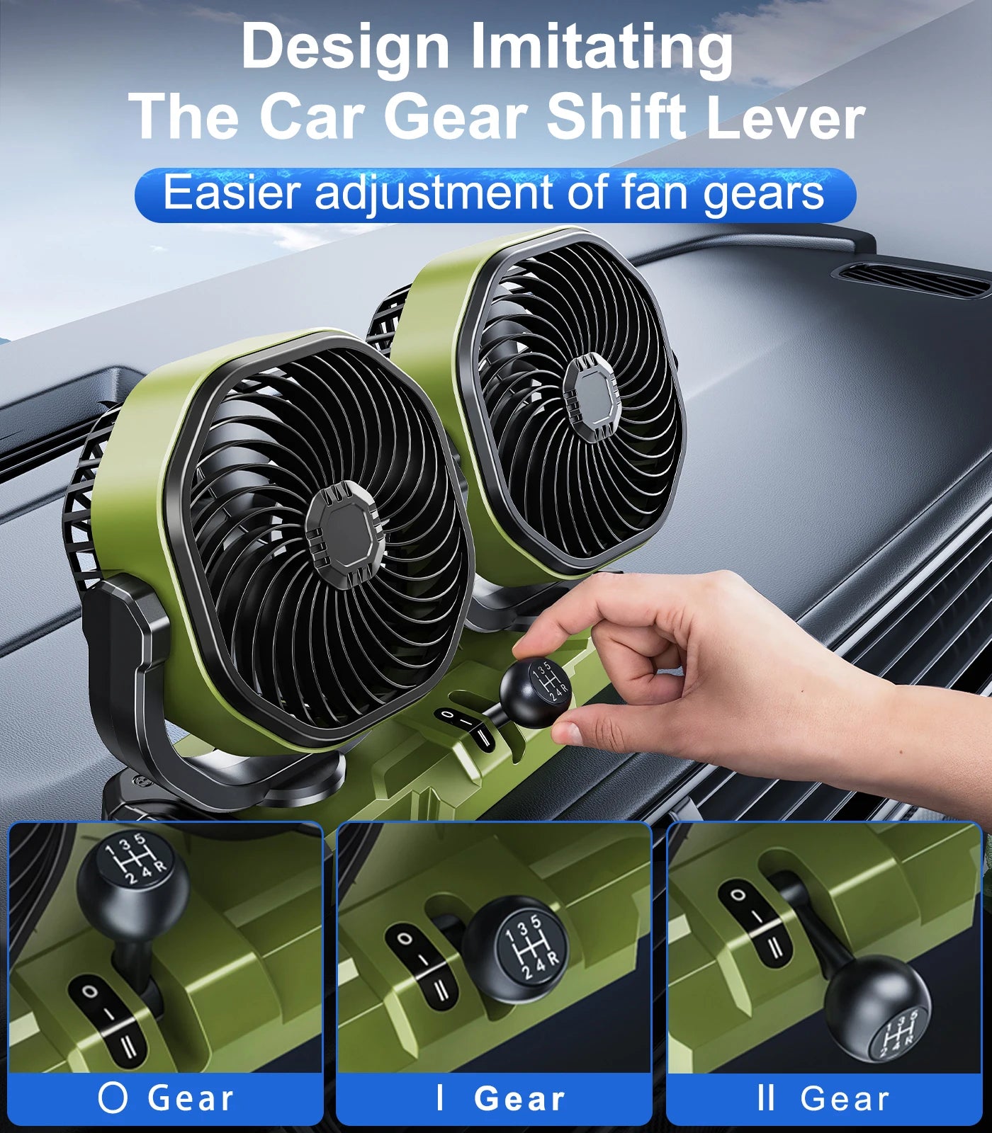 Hipacool 5V/12V/24V Car Dual-Head Fan 2 Speeds Wind 360° Rotatable Vehicle Cooling Fan USB Cigarette Lighter Fan Summer Cooler CM World