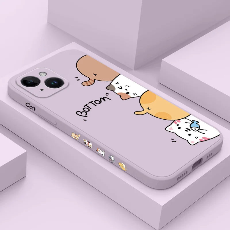 Cat Litter Phone Case For iPhone 17 17 Air 16 16e 15 14 13 12 11 Plus Pro Max Mini X XR XS Plus Liquid Silicone Cover