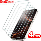 4Pcs Full Cover Tempered Glass For iPhone 17 16 15 14 13 12 11 Pro Max Mini Screen Protector For iPhone 7 8 Plus X XS XR Glass