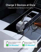 Anker A2738 Nano 75W USB-C Car Charger Built-in Retractable Type-C Cable Fast Car Adapter for iPhone Samsung MacBook Car Mobile World