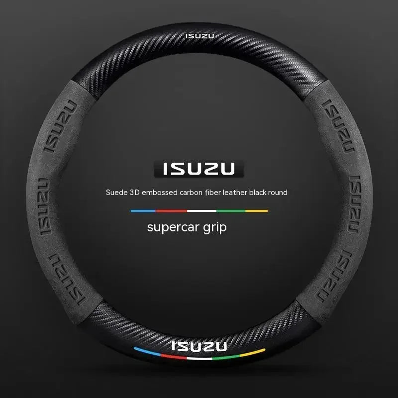 Suede Carbon fiber anti-slip Car Steering Wheel Cover For ISUZU D-MAX V-CROSS mu-X TAGA  Interior fittings CM World