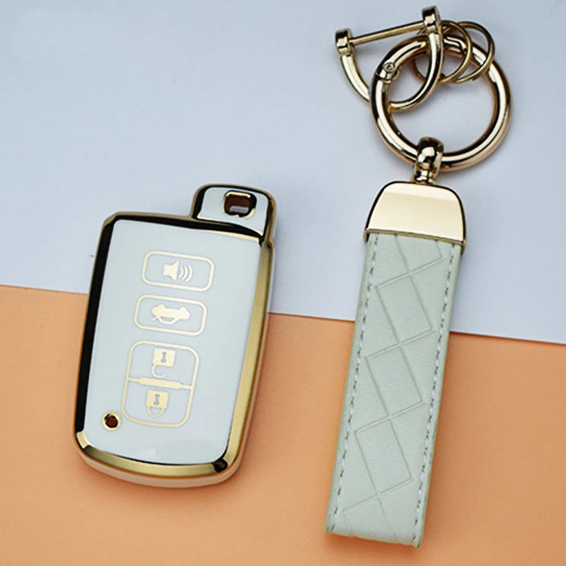 For Toyota Corolla Camry RAV4 Highlander Auris CHR Avalon Land Cruiser Auto Shell Holder Fob Keychain TPU Car Key Case Cover