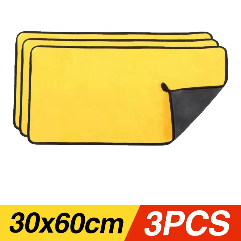 Car Wash Towels Cleaning Cloth Absorbent Dry Cloth General Purpose Microfiber Towel Thickened Yellow 30/40/60cm CM World