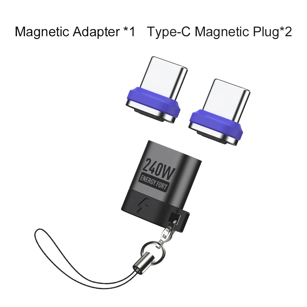 PD 240W Type-C Magnetic Adapter PD3.0 Fast Charging Right Angle USB C Connector Extender for iPhone 16 Macbookair Samsung