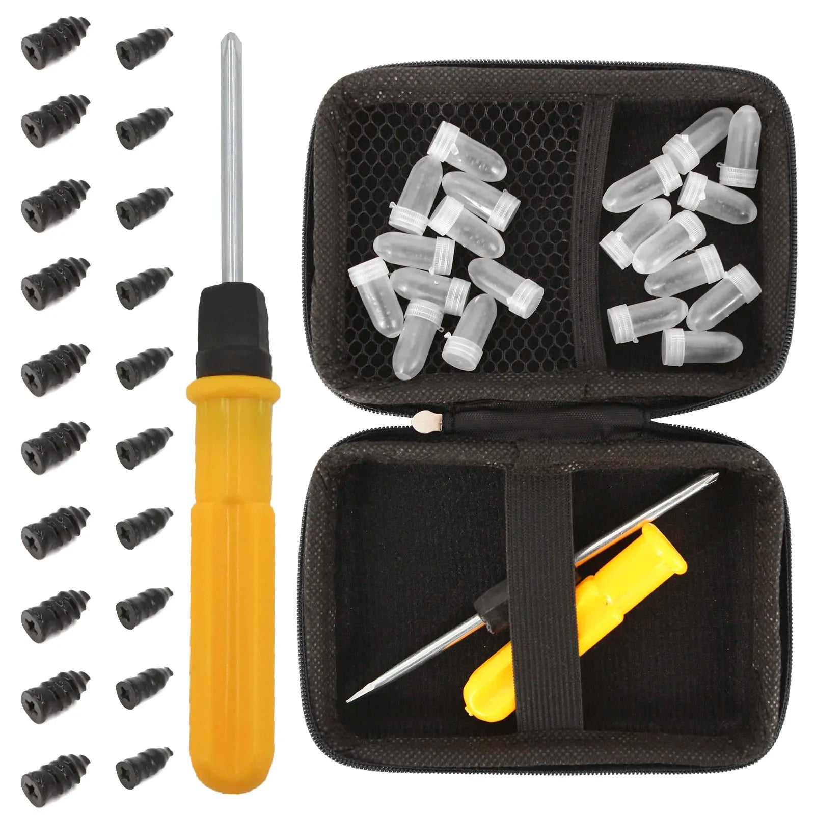 Universal Tubeless Tire Repair Kit - Emergency Puncture Tools w/Rubber T-Plugs for Car/Motorcycle On-Road Vacuum Seal CM World
