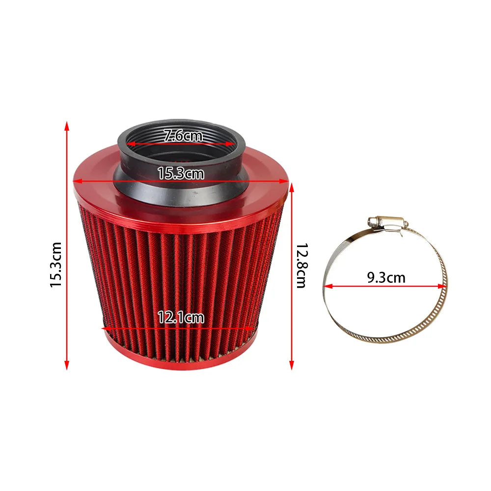 Car Modified 76MM Universal High Flow Mushroom Head Air Filter Air Intake Kit For Automotive Parts Cold Air Intake Air Filter CM World