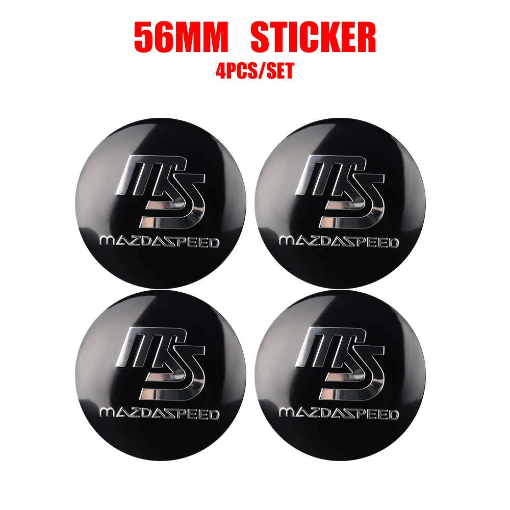 4Pcs 56/60MM Car Wheel Center Caps Badge Stickers Accessories For Mazda Axela Demio Atenza CX5 CX3 CX7 CX30 CX60 CX80 2 3 4 323