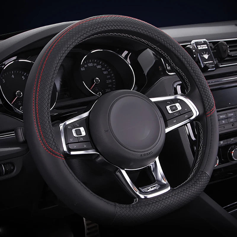 38cm 15inches Universal Car Steering Wheel Cover Artificial Leather Rubber sport stylish Non-slip Auto Interior Accessories Kits
