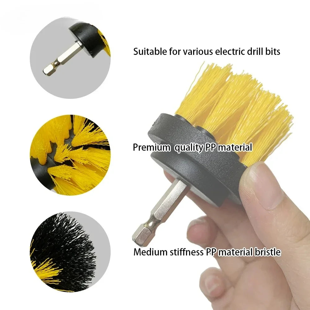 Nylon round Cleaning Brush Set for Electric Drill High-Density Bristle Carpet And Glass Cleaning Tool Kit. CM World
