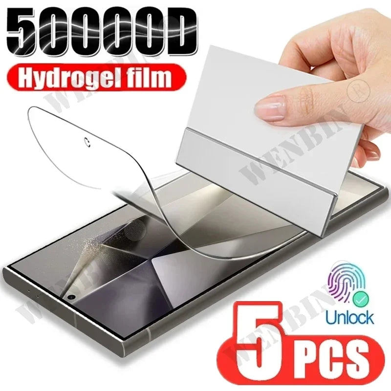 5 Pcs Hydrogel Film For Samsung Galaxy S26 S25 S24 S23 S22 Ultra Plus S25 FE A57 A56 A37 A36 A26 A17 A16 5G Screen Protector Car Mobile World