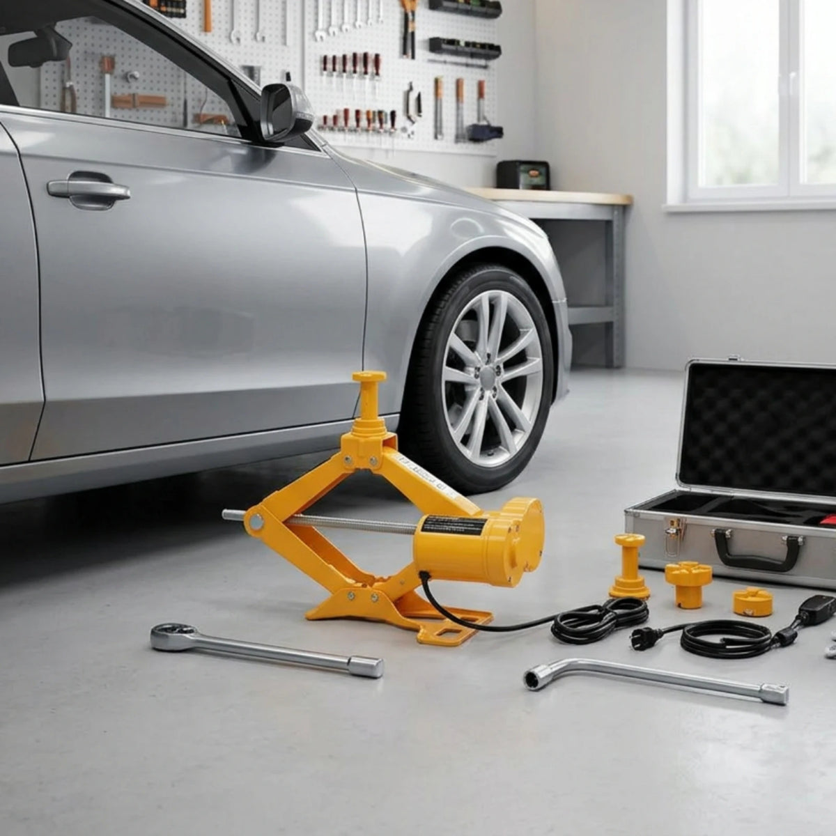 Electric Scissor Jack Portable Car Jack Kit with Carry Case Vehicle Lift Automatic User-Friendly for Drivers