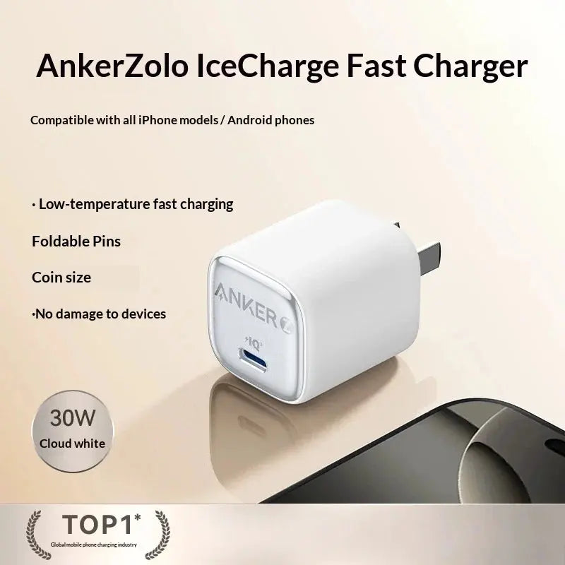 30w Anker Pd Fast Charger Ice Sensing Usb C Wall Charger For Phone 16 Pro Max Phone 15 Pro Portable Mobile Phone Power Adapter Car Mobile World