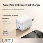 Anker 30w Pd Fast Charger Ice Sensing Usb C Wall Charger For Phone 16 Pro Max Phone 15 Pro Portable Mobile Phone Power Adapter