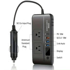 200W car inverter, DC 12V to 110V AC car power inverter with USB Type -C Used for computer,cars and trucks (black) CM World